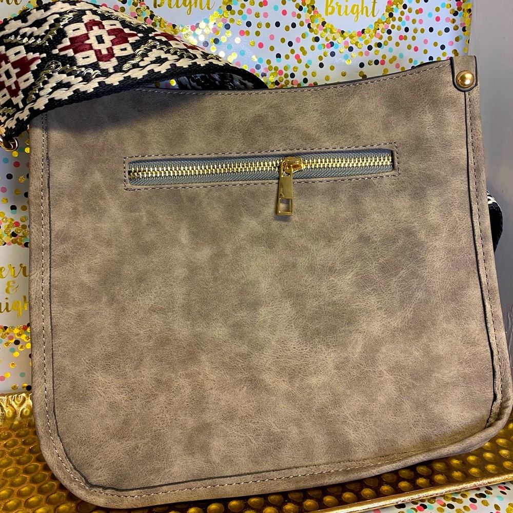 Crossbody Suede Purse w/ Guitar Strap